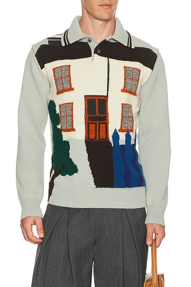 Junya Watanabe Wool Knit Collared Sweater in Blue Gray - Grey. L also in