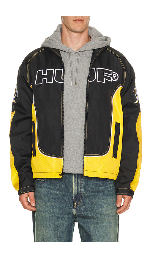HUF Sector Jacket in Black & Yellow. S also in M, L, XL/1X