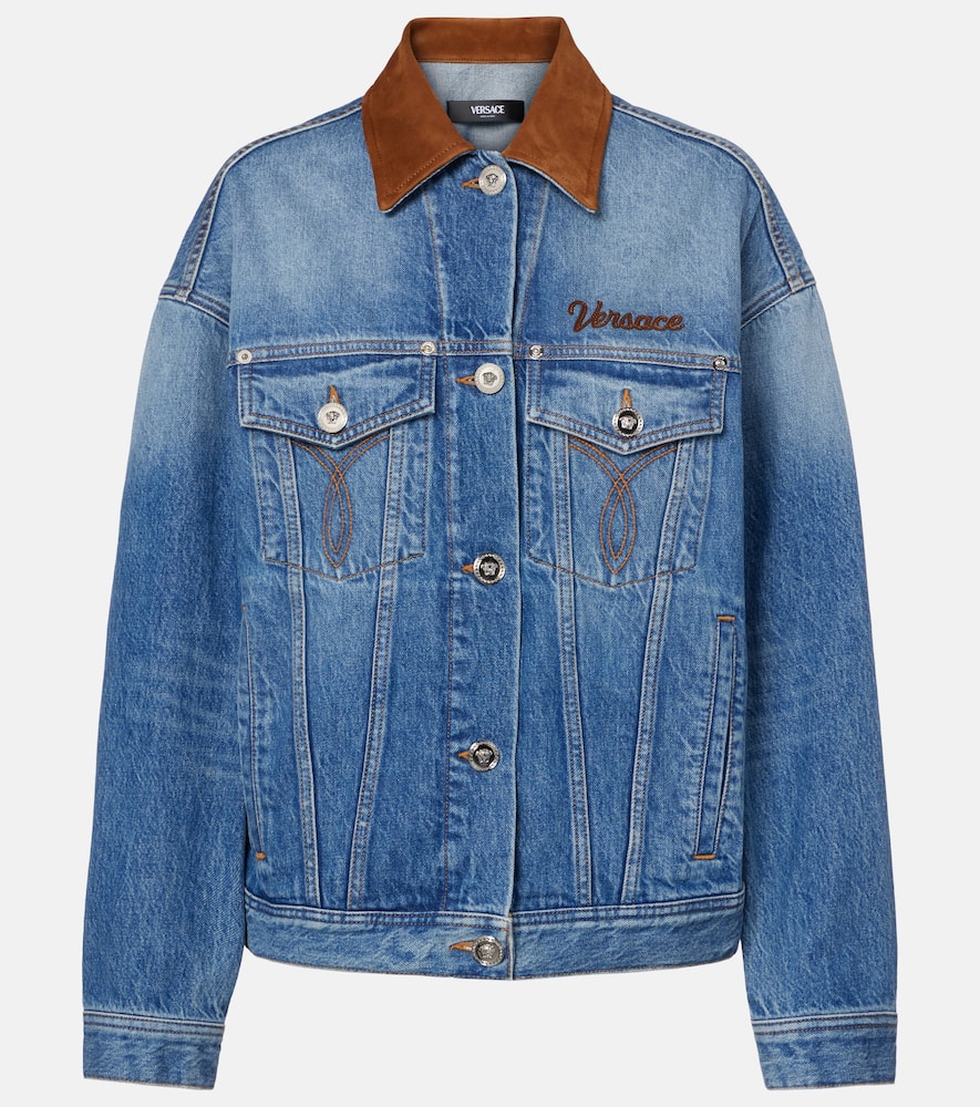 Trucker suede-trimmed denim jacket
