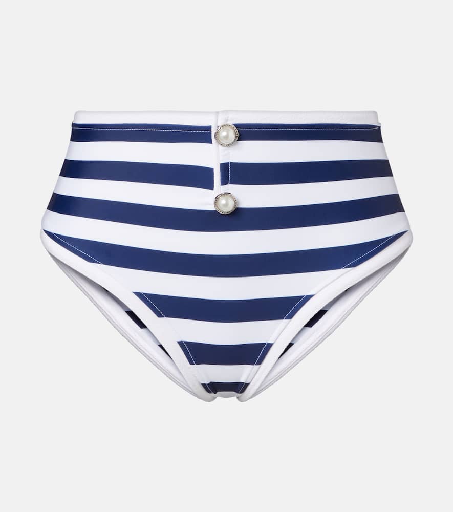 Grace striped high-rise bikini bottoms