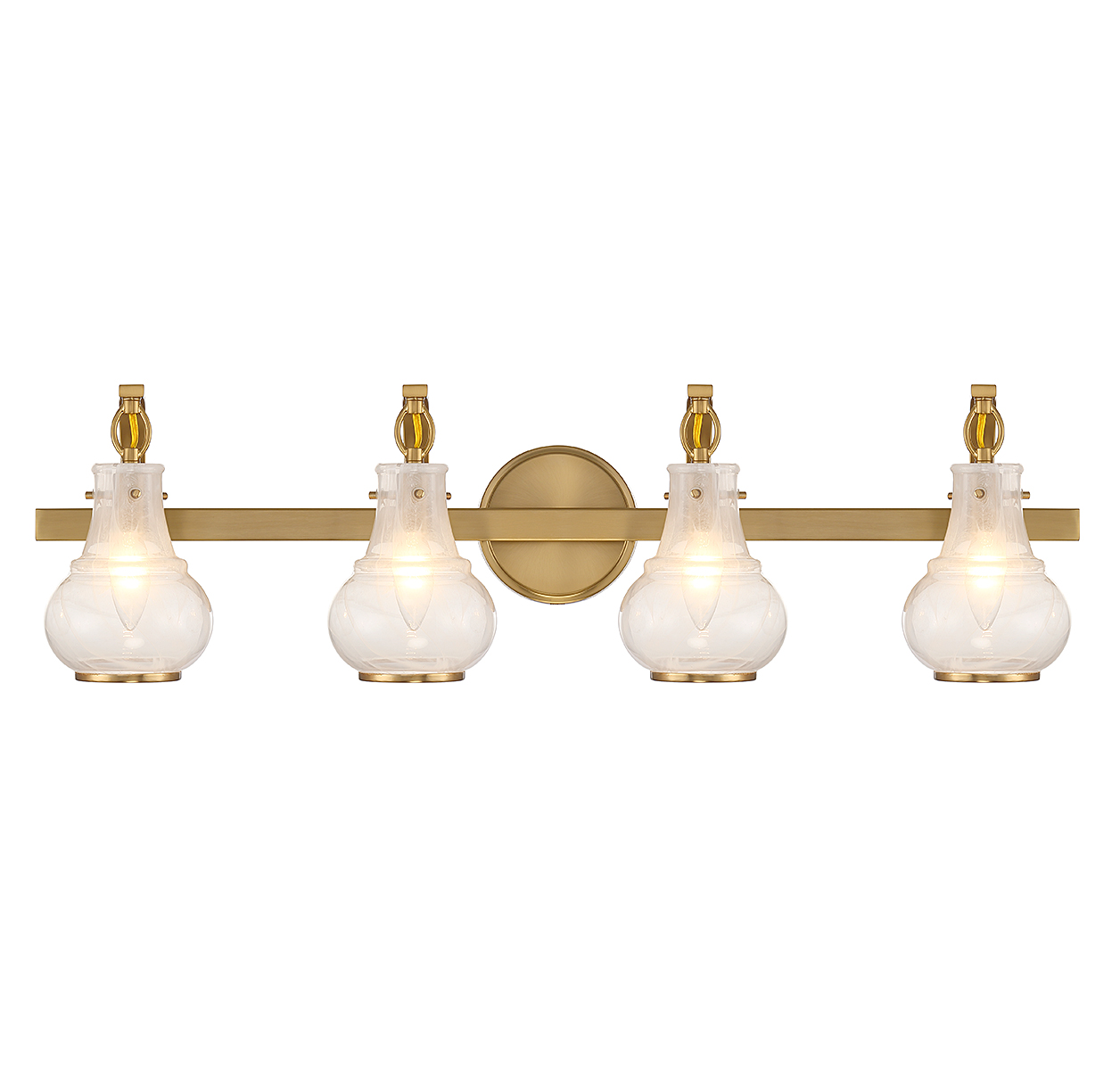 Warm Brass Four Light Bathroom Vanity from the Adams Collection