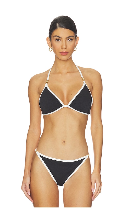 L'AGENCE Annabelle Halter Bikini Top in Black. - XS also in S, M
