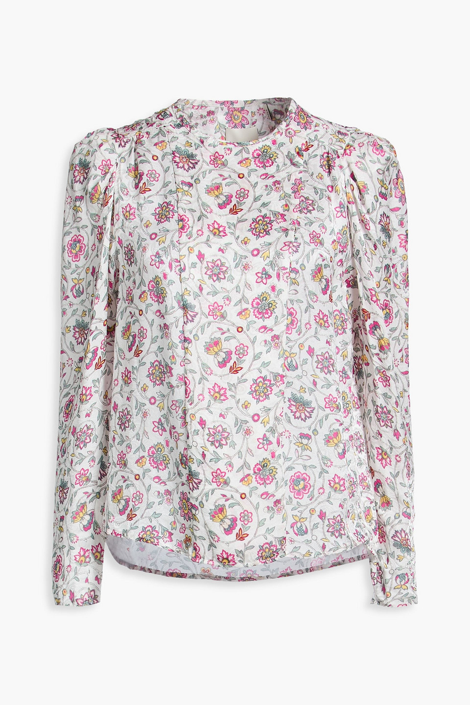 Lensy floral-print satin-jacquard top - Pink - FR 34