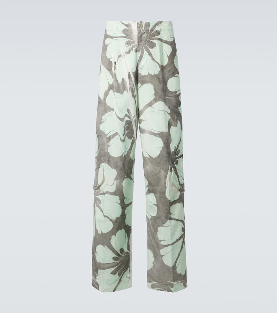 Floral cotton wide-leg pants