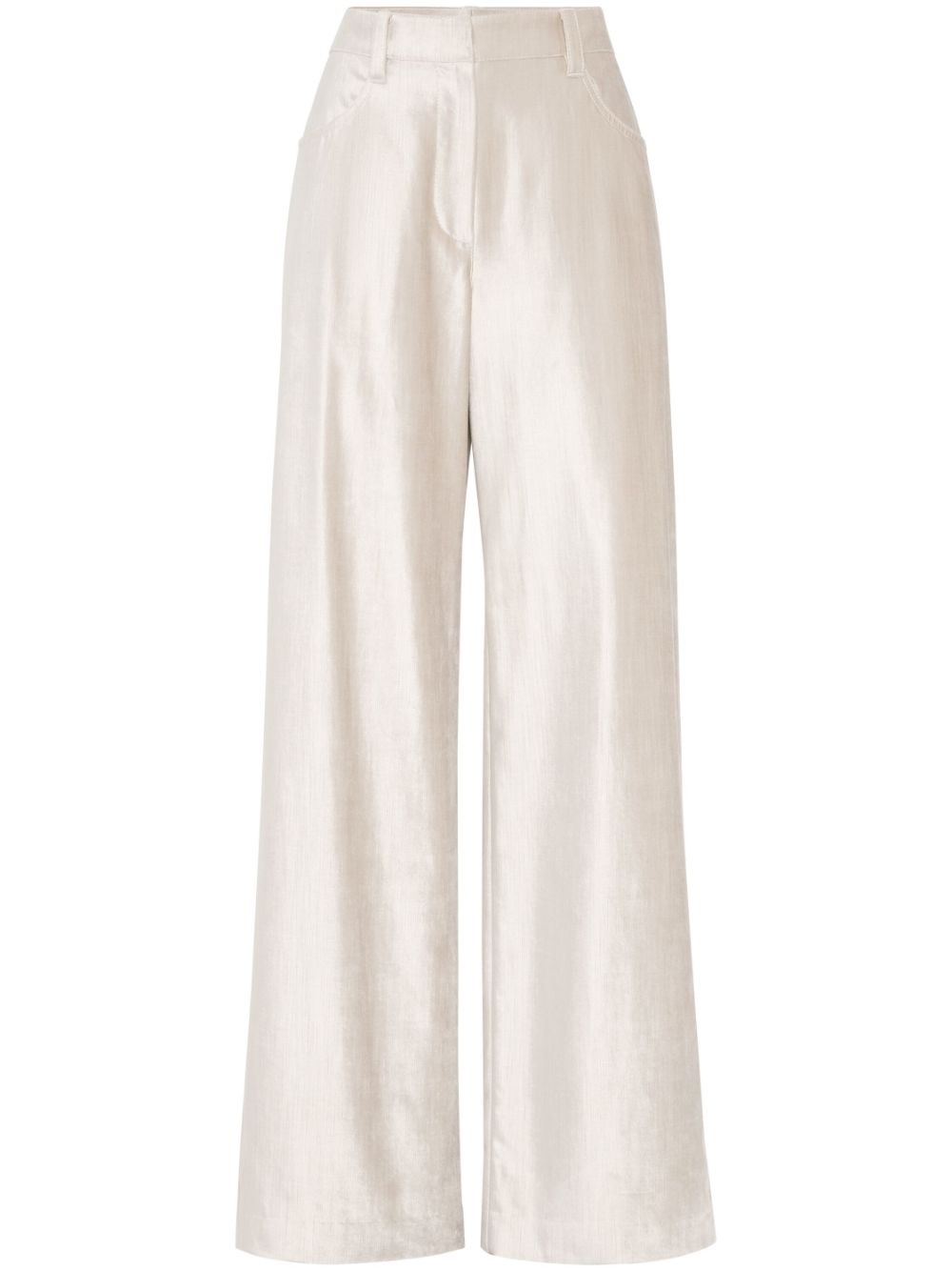 Shimmer-finish wide-leg trousers - Neutrals