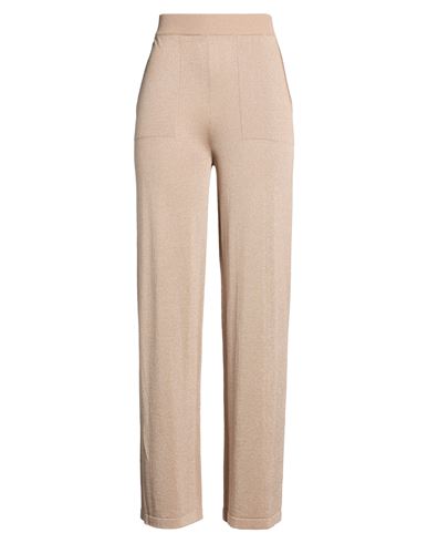 Woman Pants Beige Size 6 Cotton, Viscose, Metallic fiber