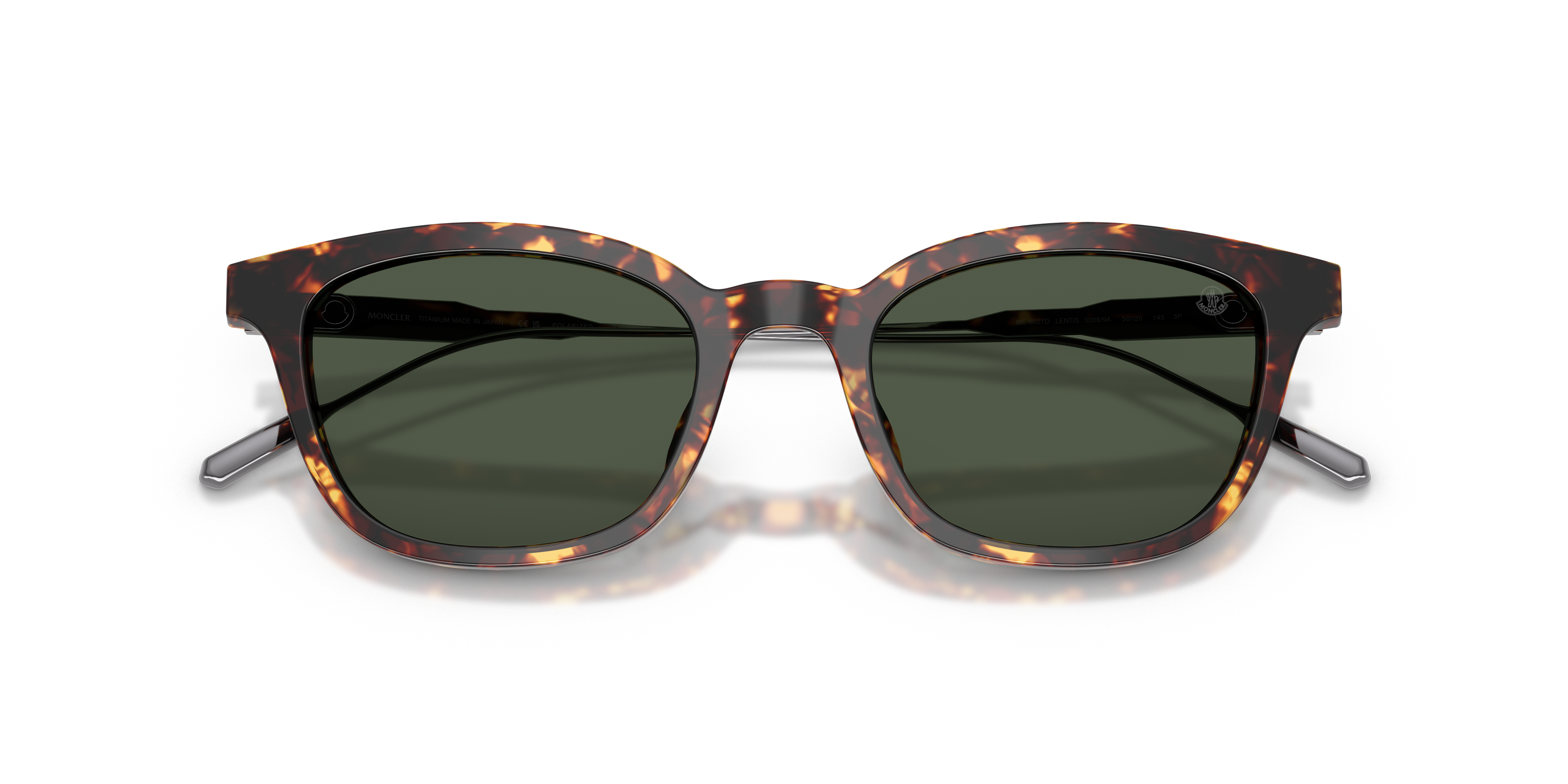 Moncler Uniseks Moncler ME6027D LENTIS 30389A Zonnebrillen Acetaat Bruin Groente Pantos Gepolariseerd