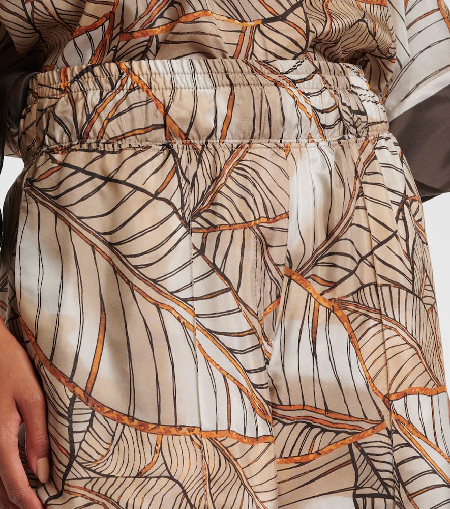 Printed silk wide-leg pants