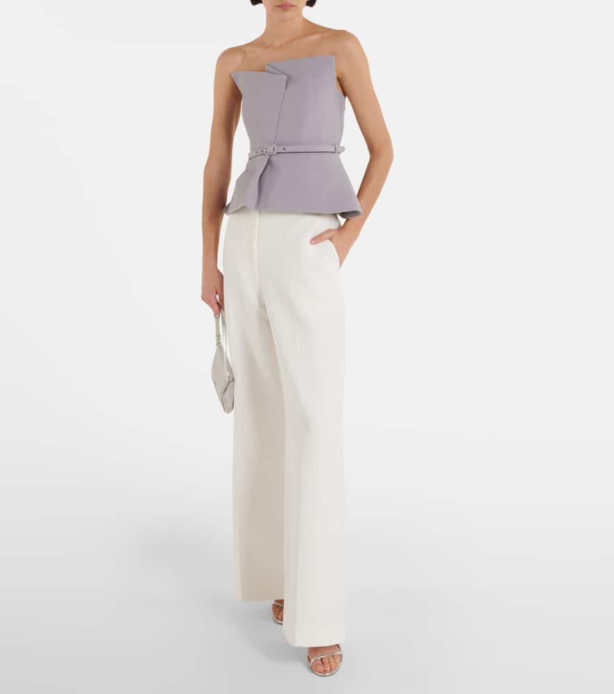 Roland Mouret Asymmetric strapless peplum crêpe top