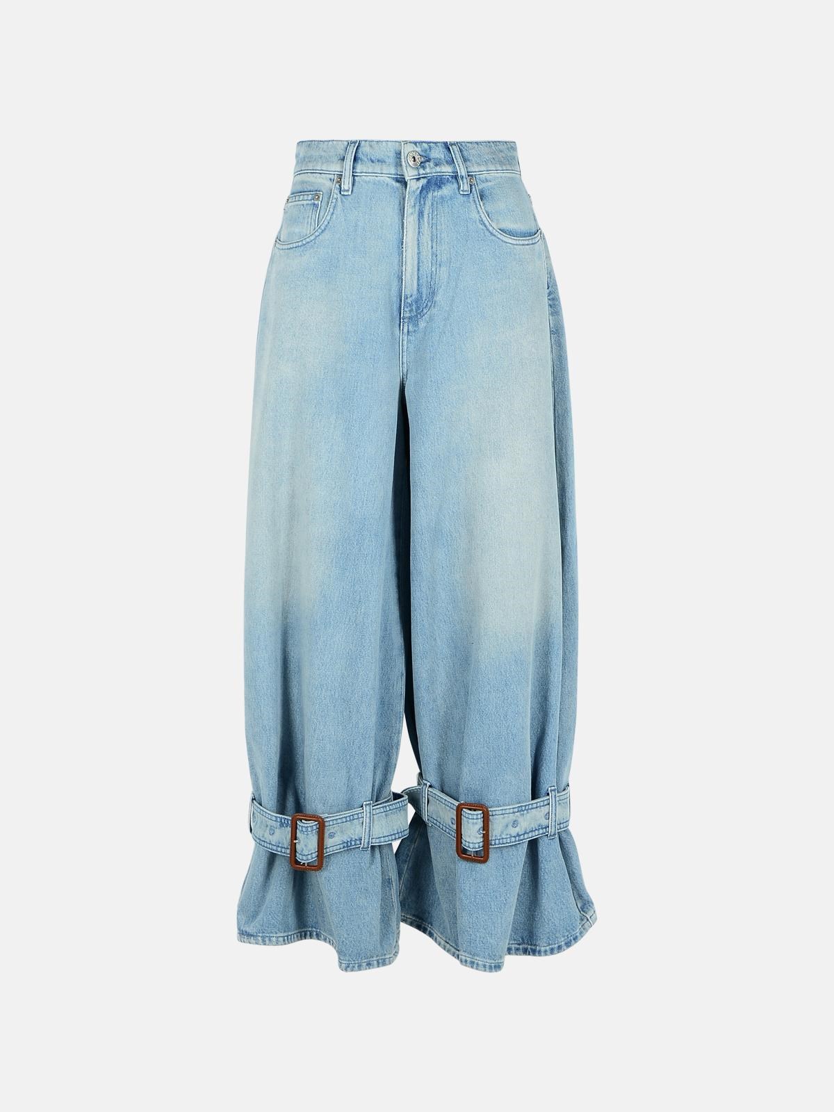 'Buckled' Light Blue Denim Jeans