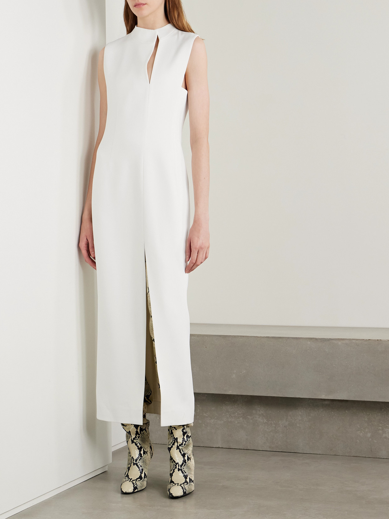 Lowen Satin-crepe Midi Dress - White