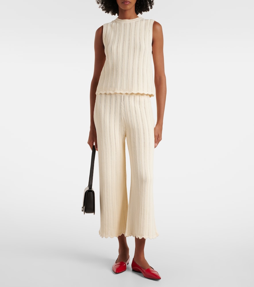 Zabou scalloped pointelle cotton top