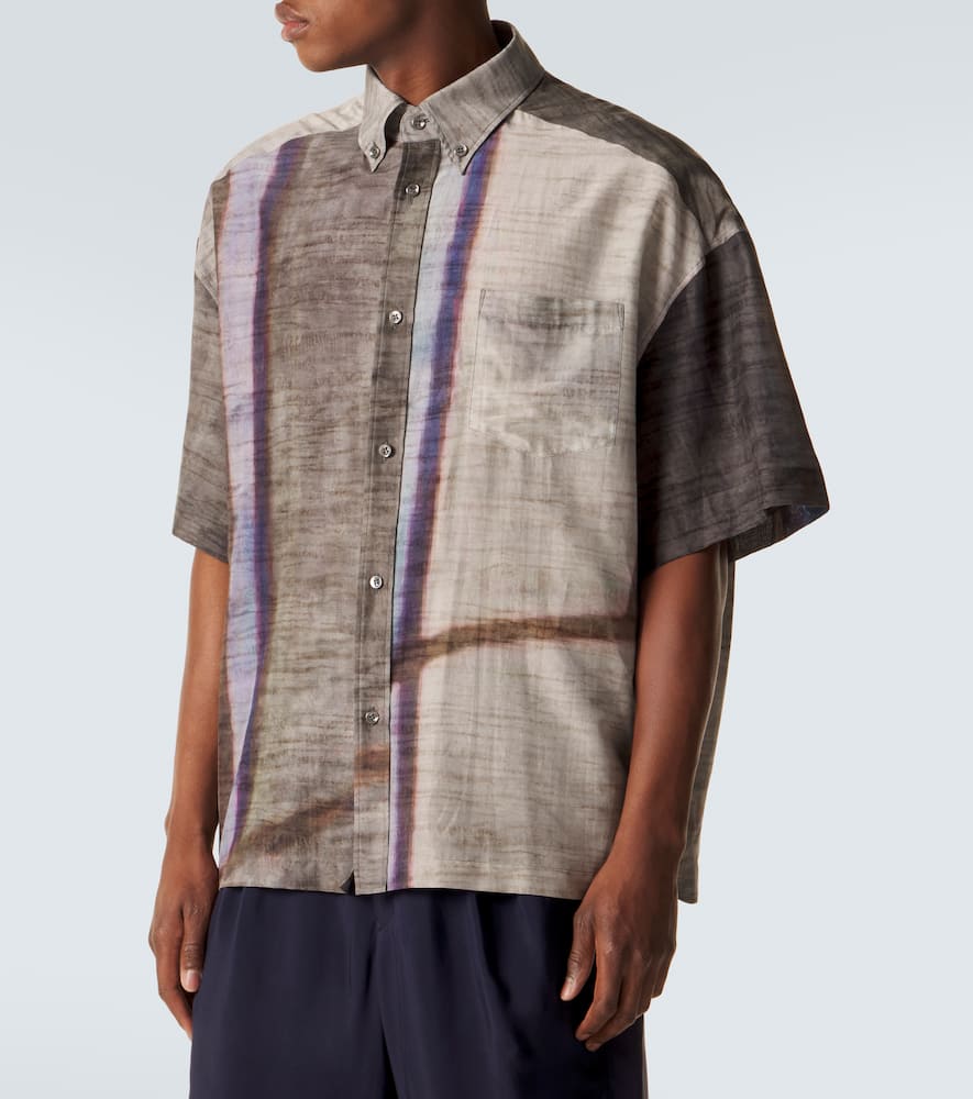 Printed cotton and silk bowling shirt