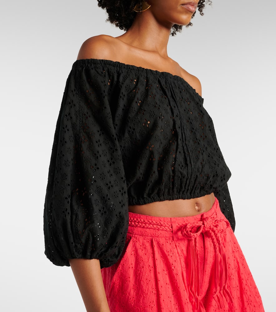 Off-shoulder cotton crop top
