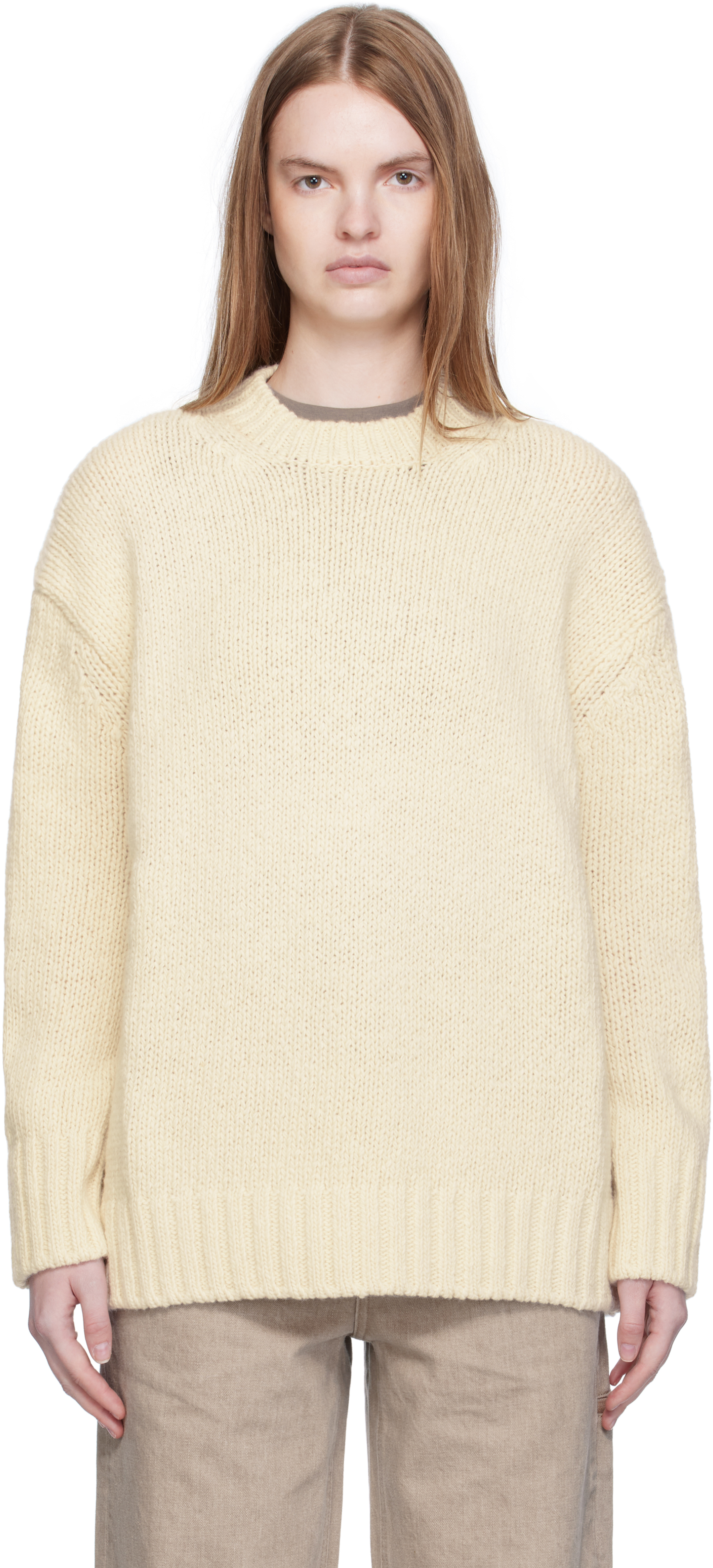 Off-White Basic Round Neck Knit Sweater
