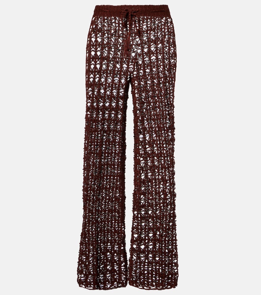 Crochet cotton wide-leg pants