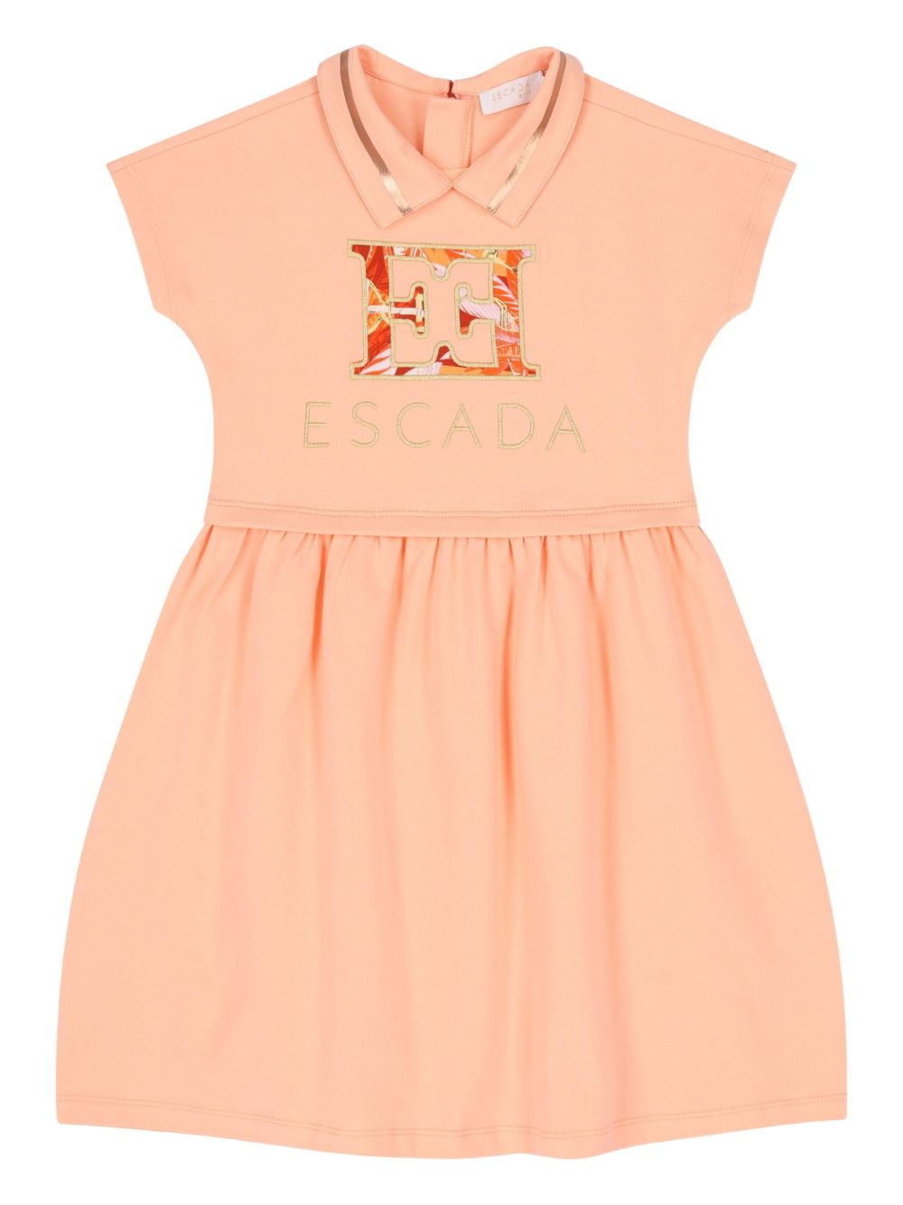 Escada Kids logo-embroidered collared dress - Pink