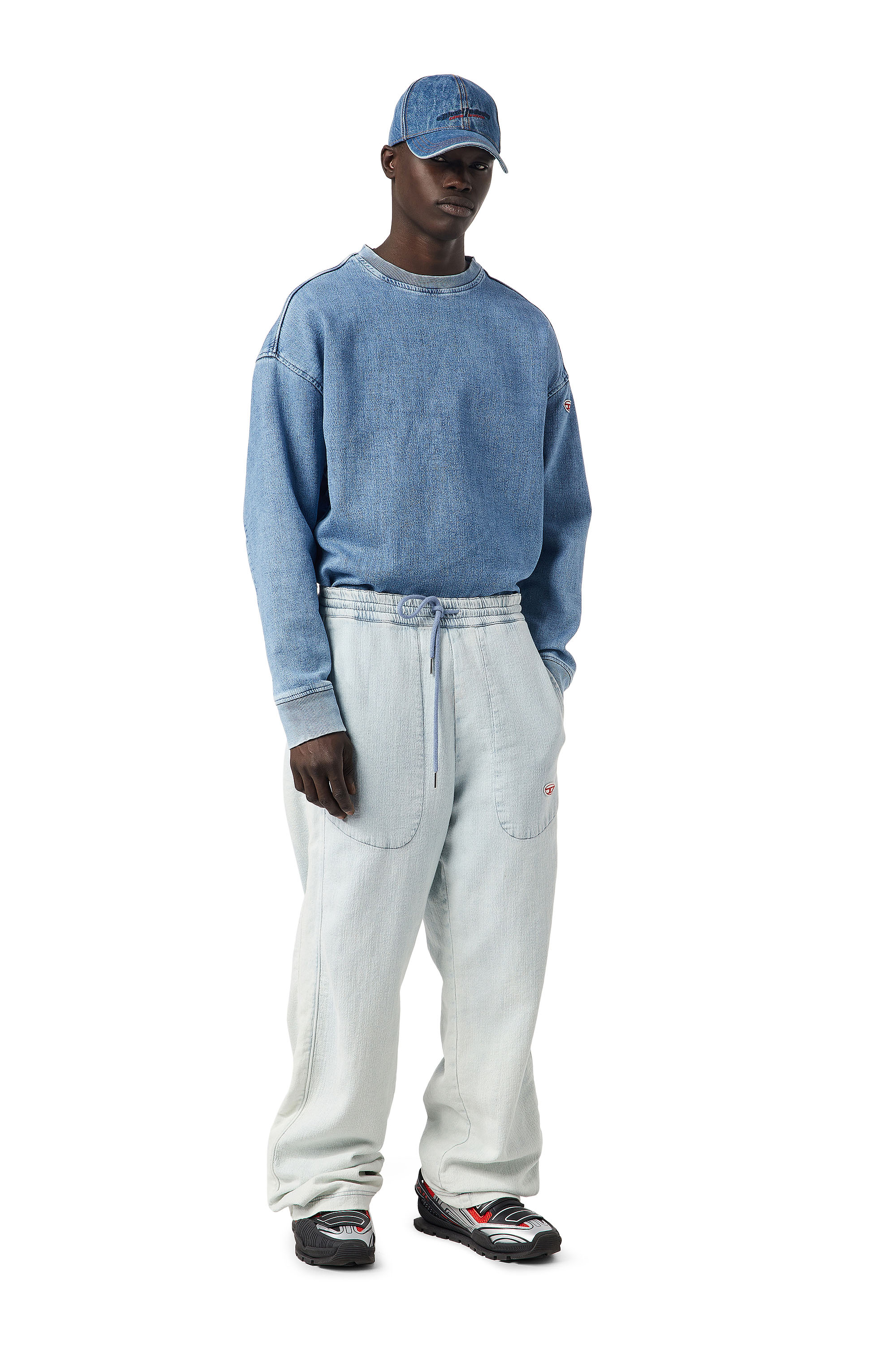 Washed-denim sweatshirt