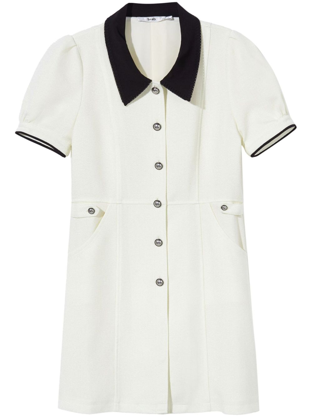 Contrast-trimmed short-sleeve minidress - White
