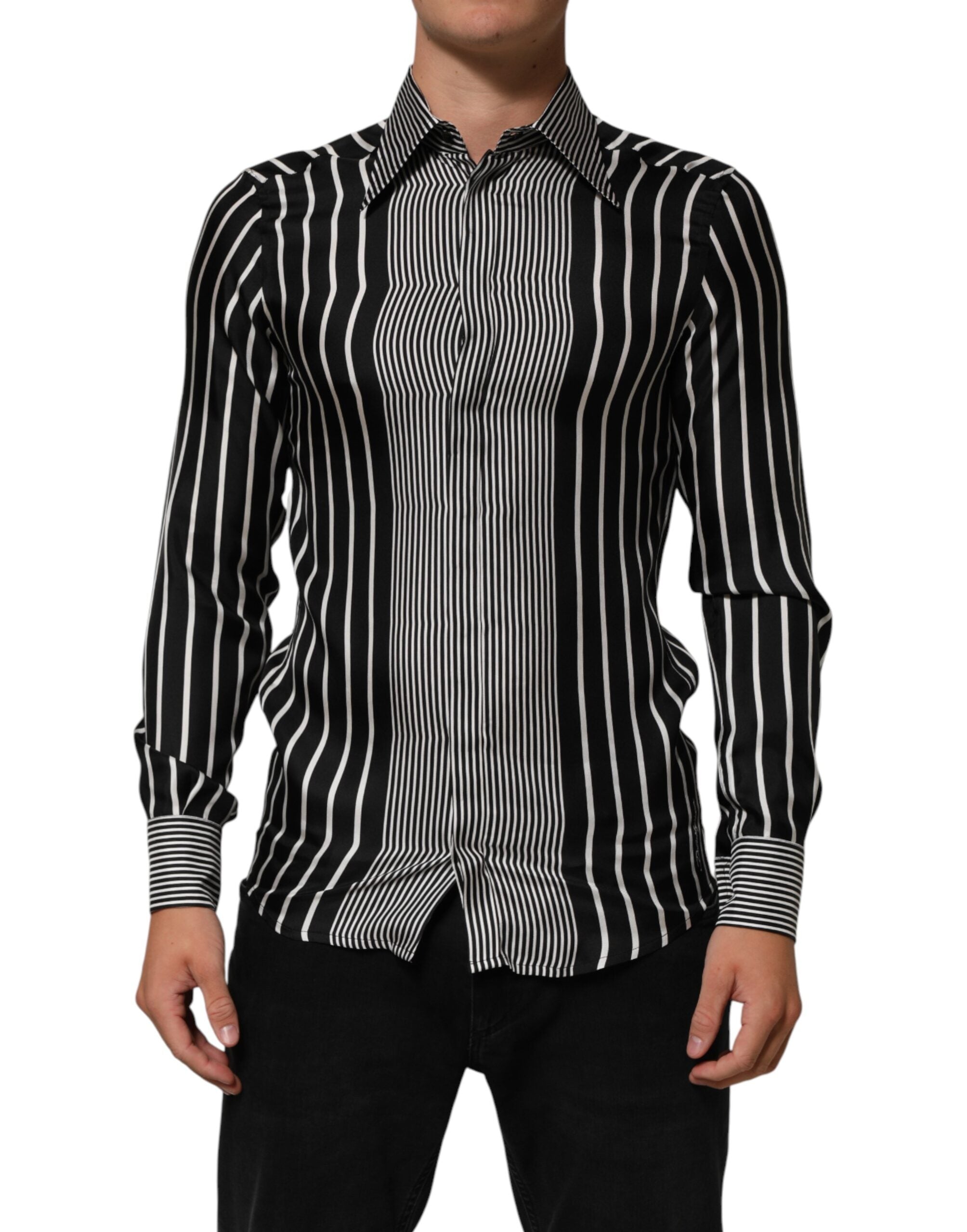 Silk Striped Shirt — Black