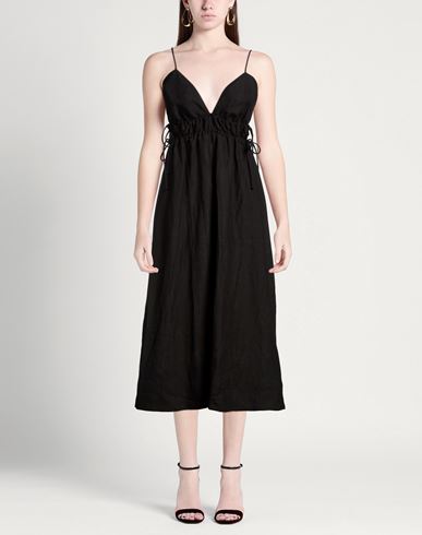 Woman Midi dress Black Size L Organic Linen