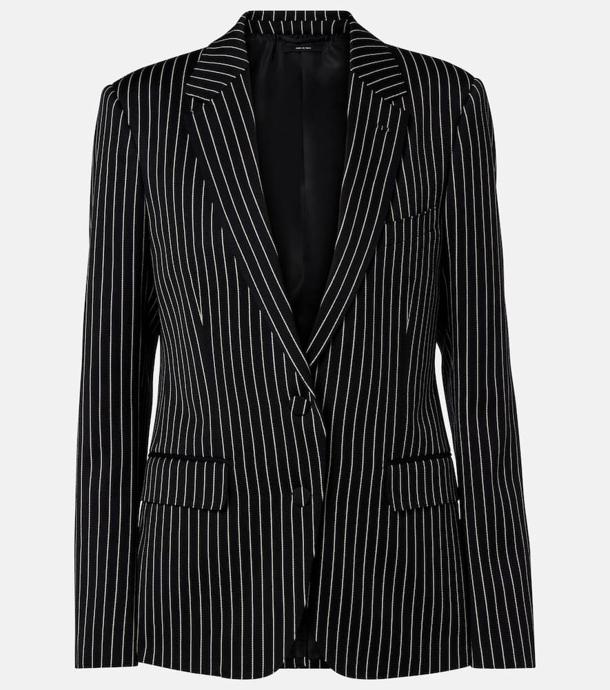 Pinstripe wool and cotton blazer
