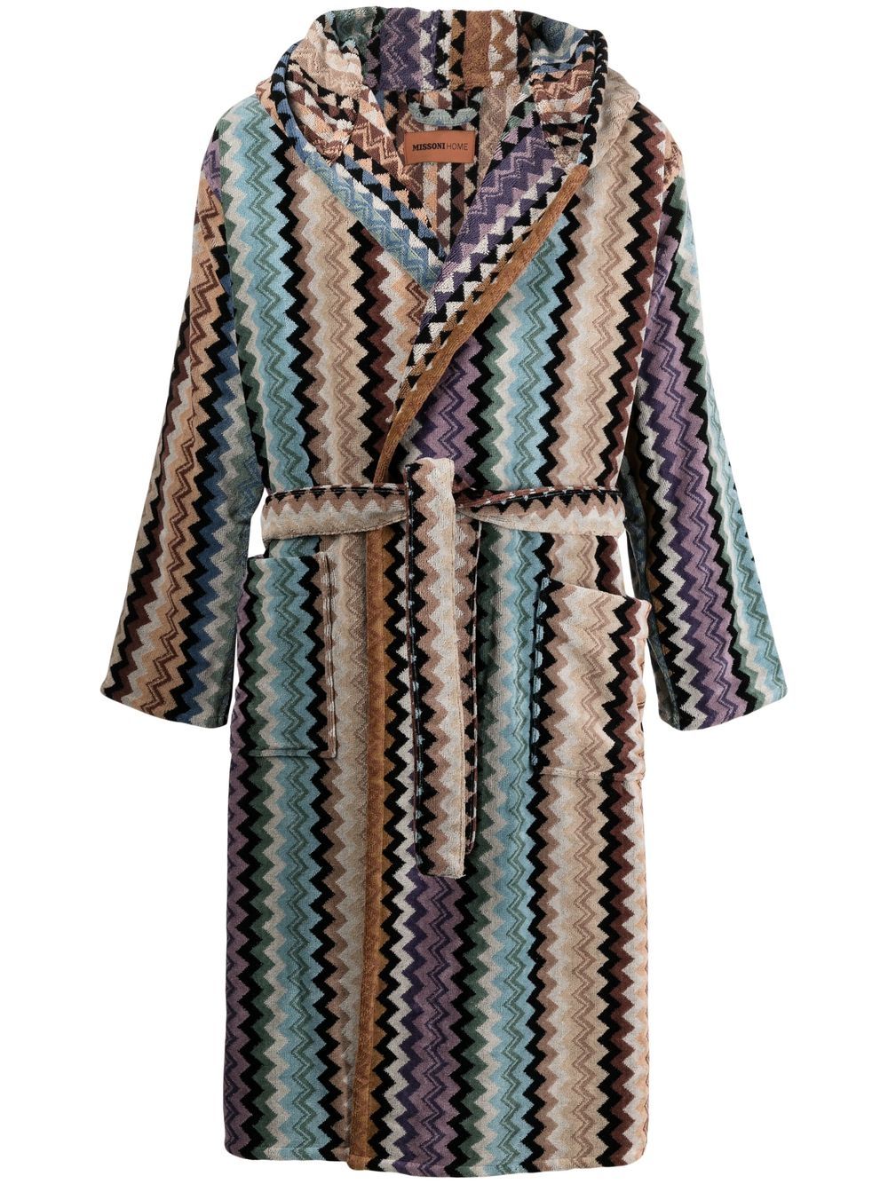 Adam zigzag-pattern bathrobe - Blue