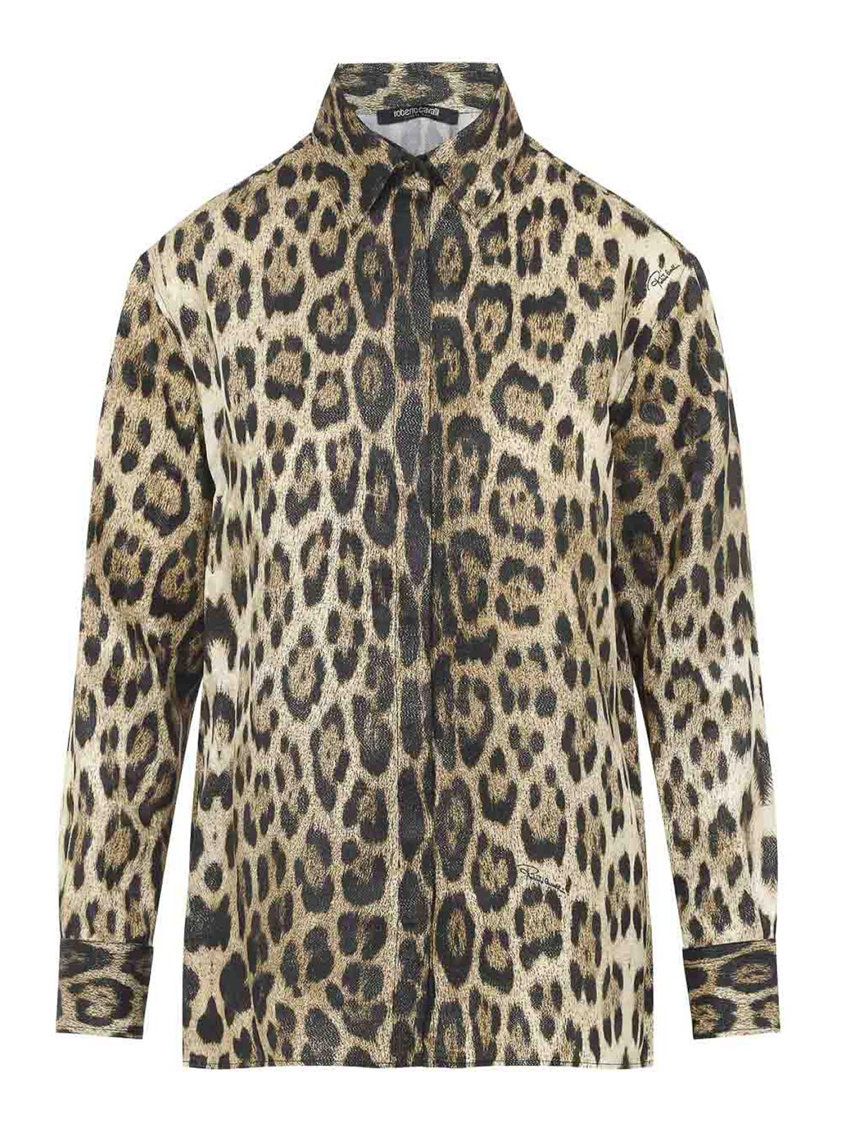Roberto Cavalli - long sleeve animal pattern collared shirt