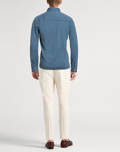 Man Shirt Slate blue Size 38 Organic cotton