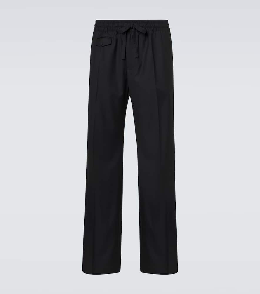 Virgin wool twill wide-leg pants