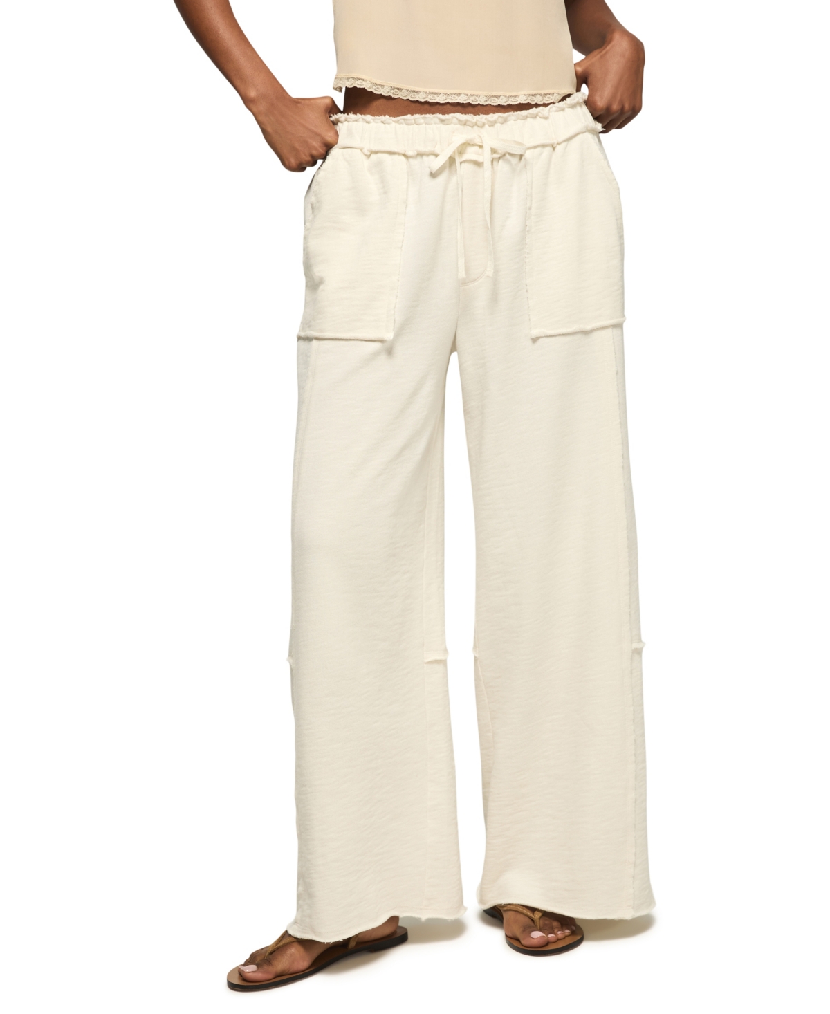 Women's Fleece Wide-Leg Pants - Oat Milk