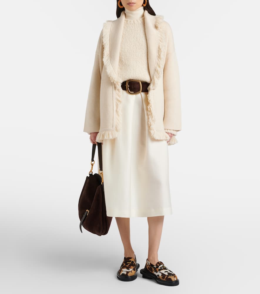 Finest fringed cashmere and cotton cardigan