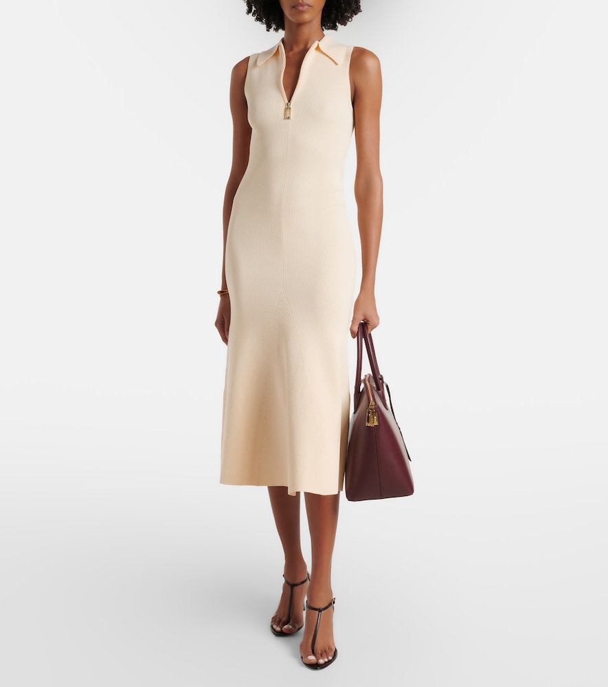 Mira ribbed-knit midi dress