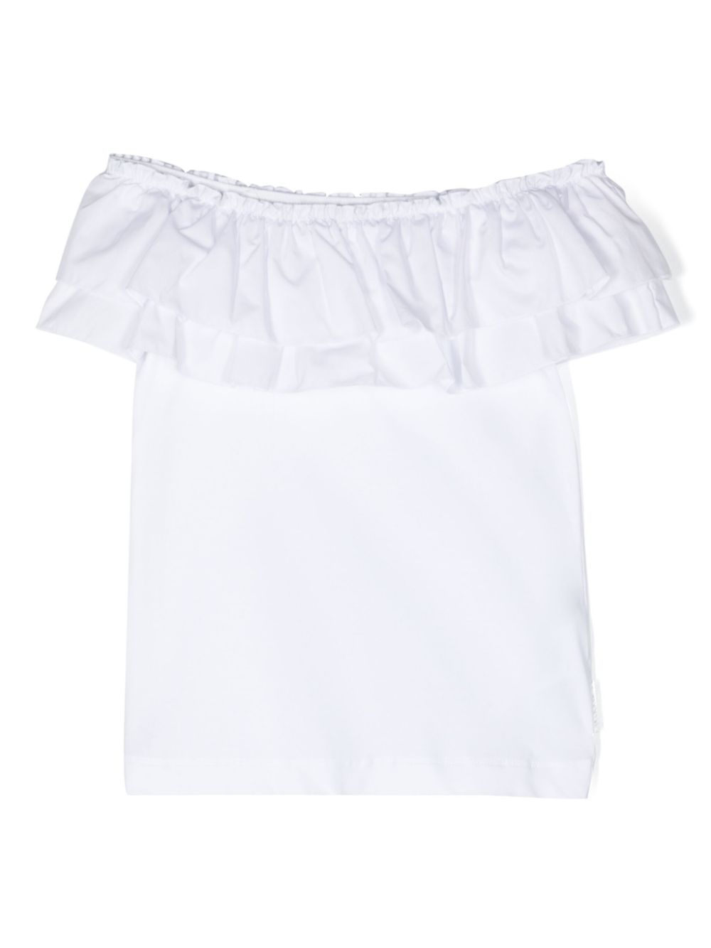 Ruffle-trimmed cotton top - Black
