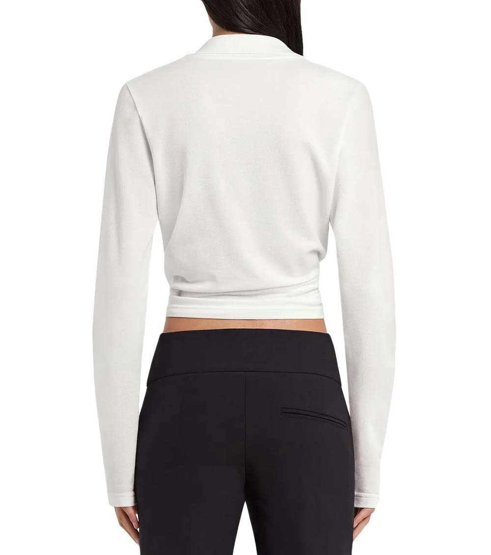 White Solid Peaked Lapel Top
