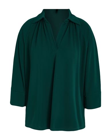 Woman Polo shirt Dark green Size M Polyester, Elastane