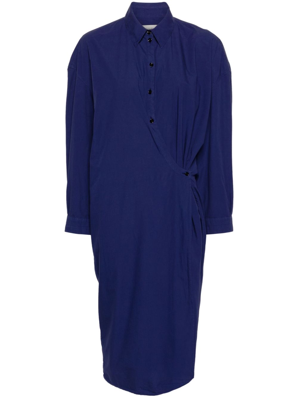 Straight-collar twisted midi dress - Blue