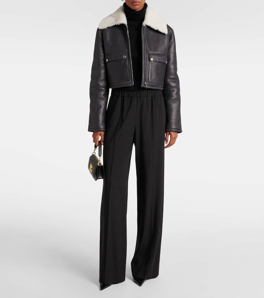 Wool straight pants
