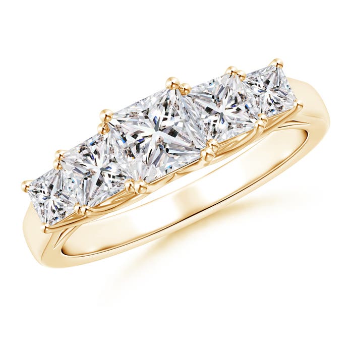 Angara 0.52 Carat Graduated Princess-Cut Trellis Diamond Five Stone Ring in 18K Yellow Gold