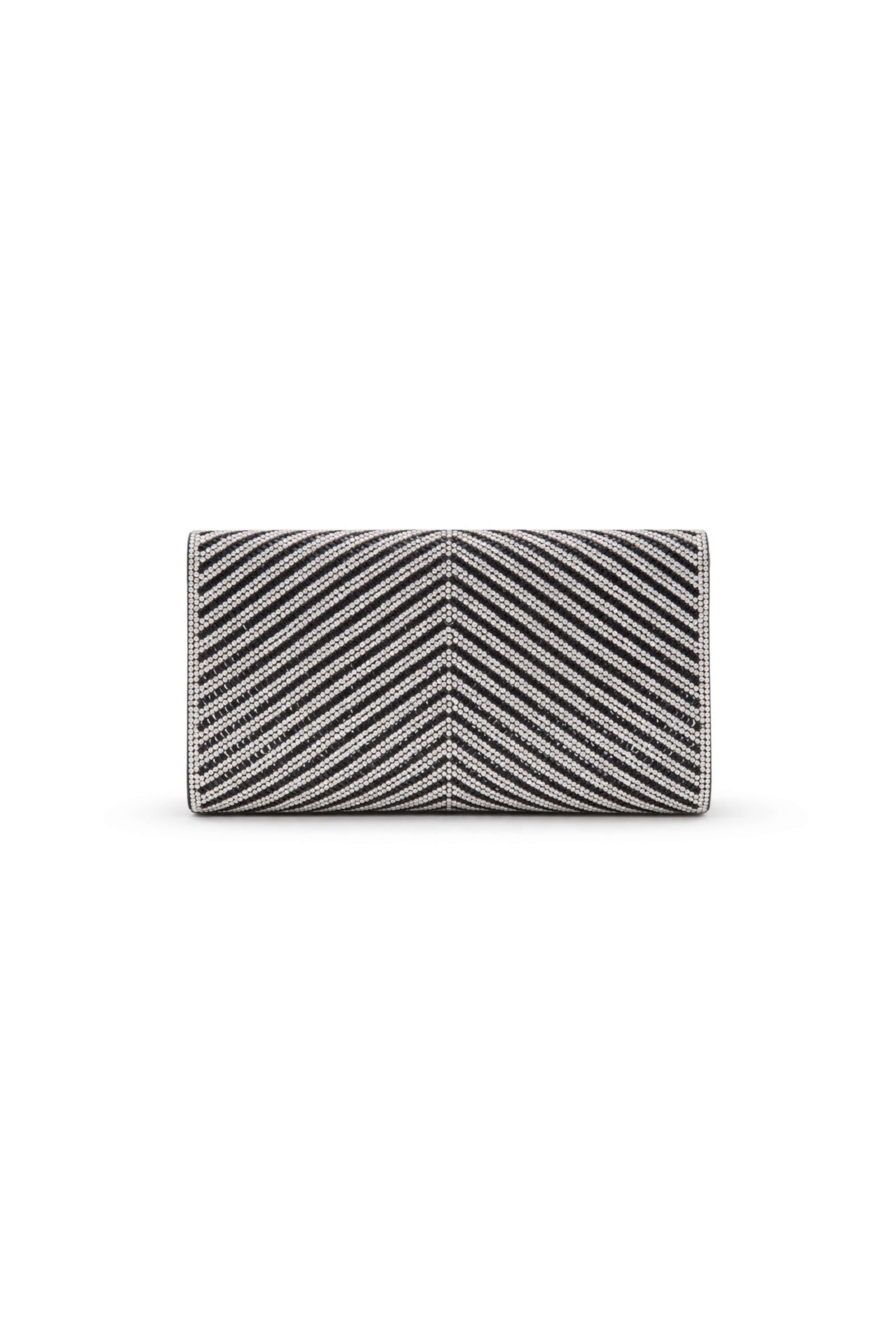 Kitise Chevron Pattern Shiny Rhinestone Envelope Clutch Evening Bag In Black