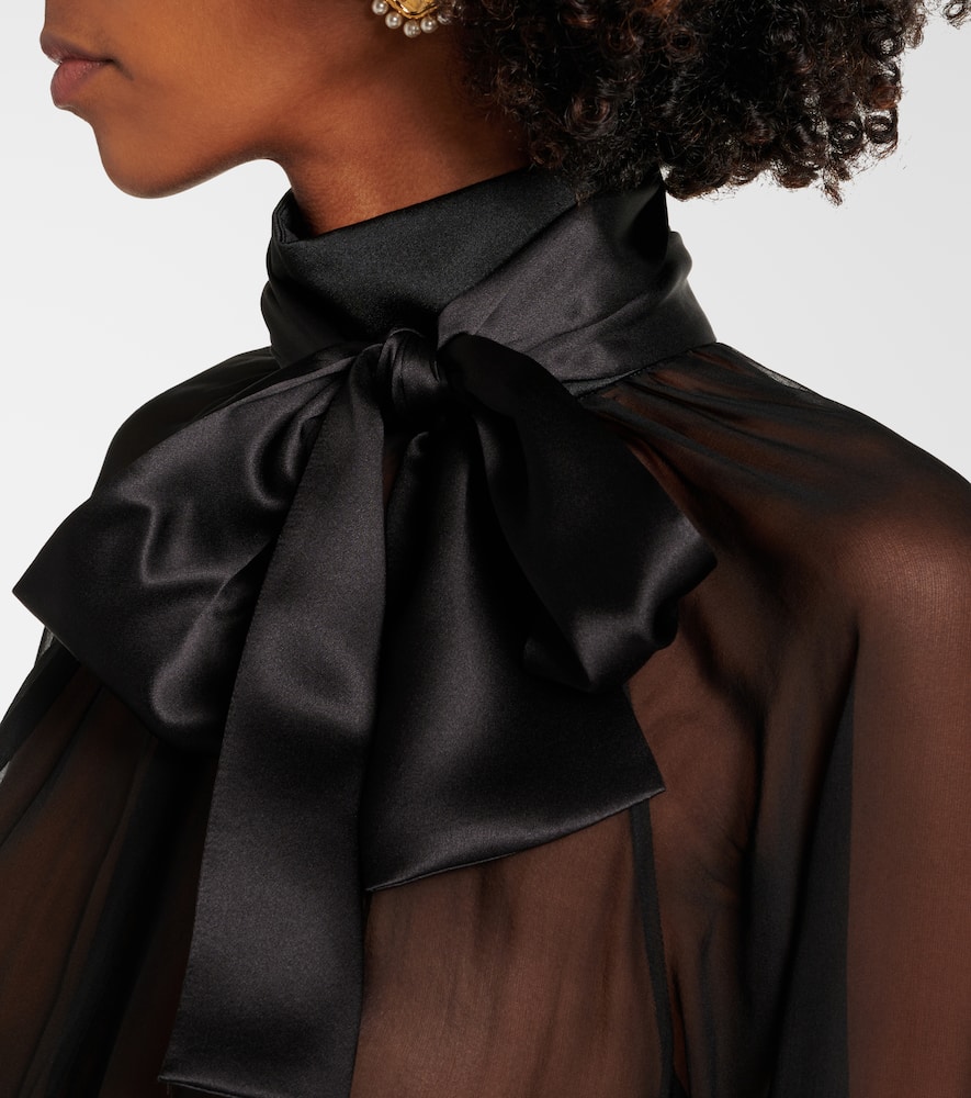 Bow-detail silk chiffon blouse