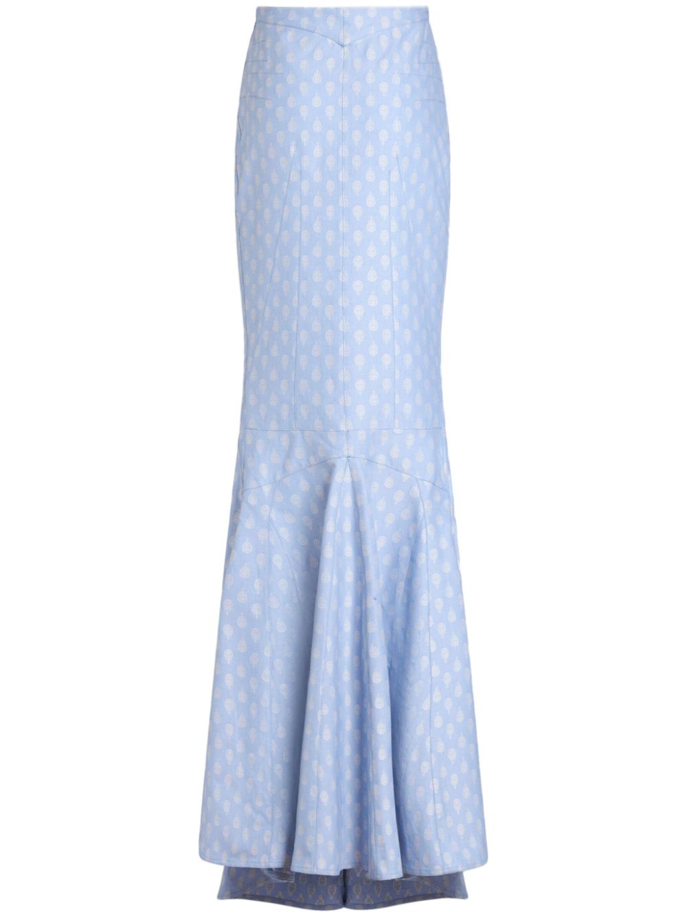 Patterned-jacquard mermaid skirt - Blue