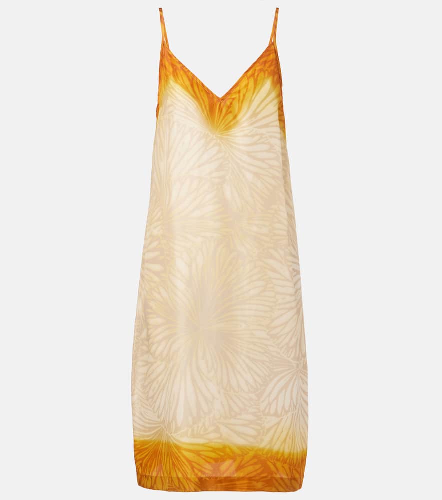 Printed ombré silk slip dress