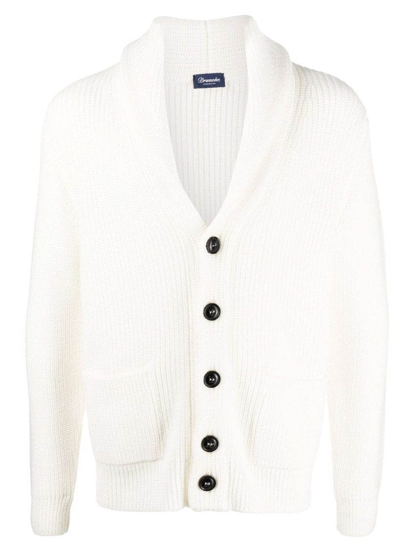Drumohr - shawl collar jacket ribbed texture pocket