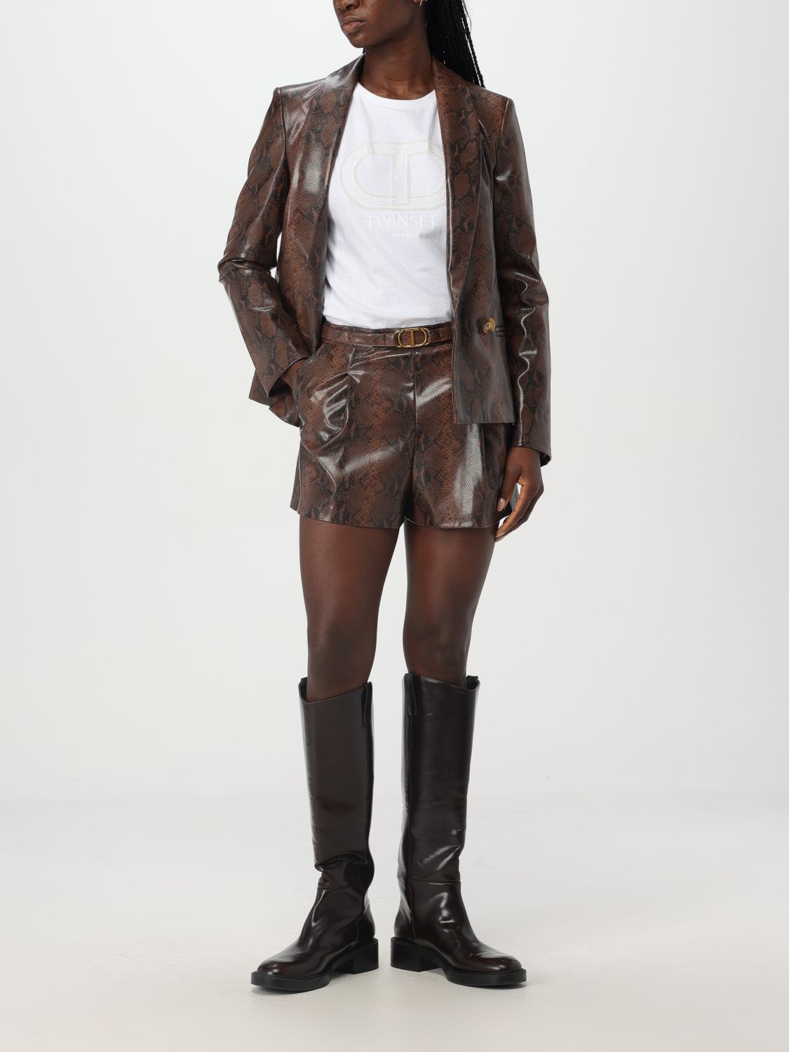 Lizard-skin shorts - Brown