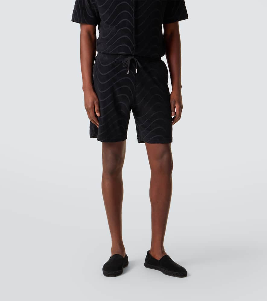 Embroidered cotton-blend terry shorts