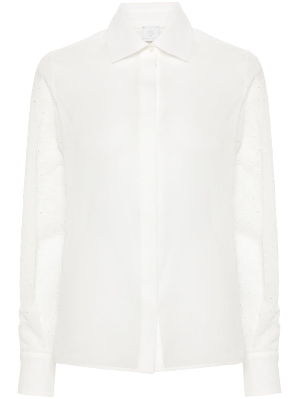 Embroidered semi-sheer shirt - White