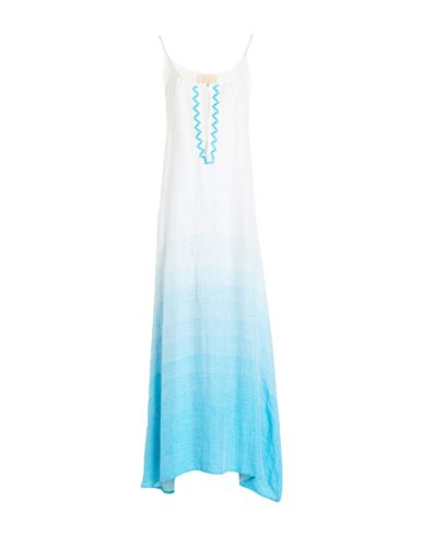 Woman Maxi dress Turquoise Size M Linen, Viscose, Polyester, Polyamide