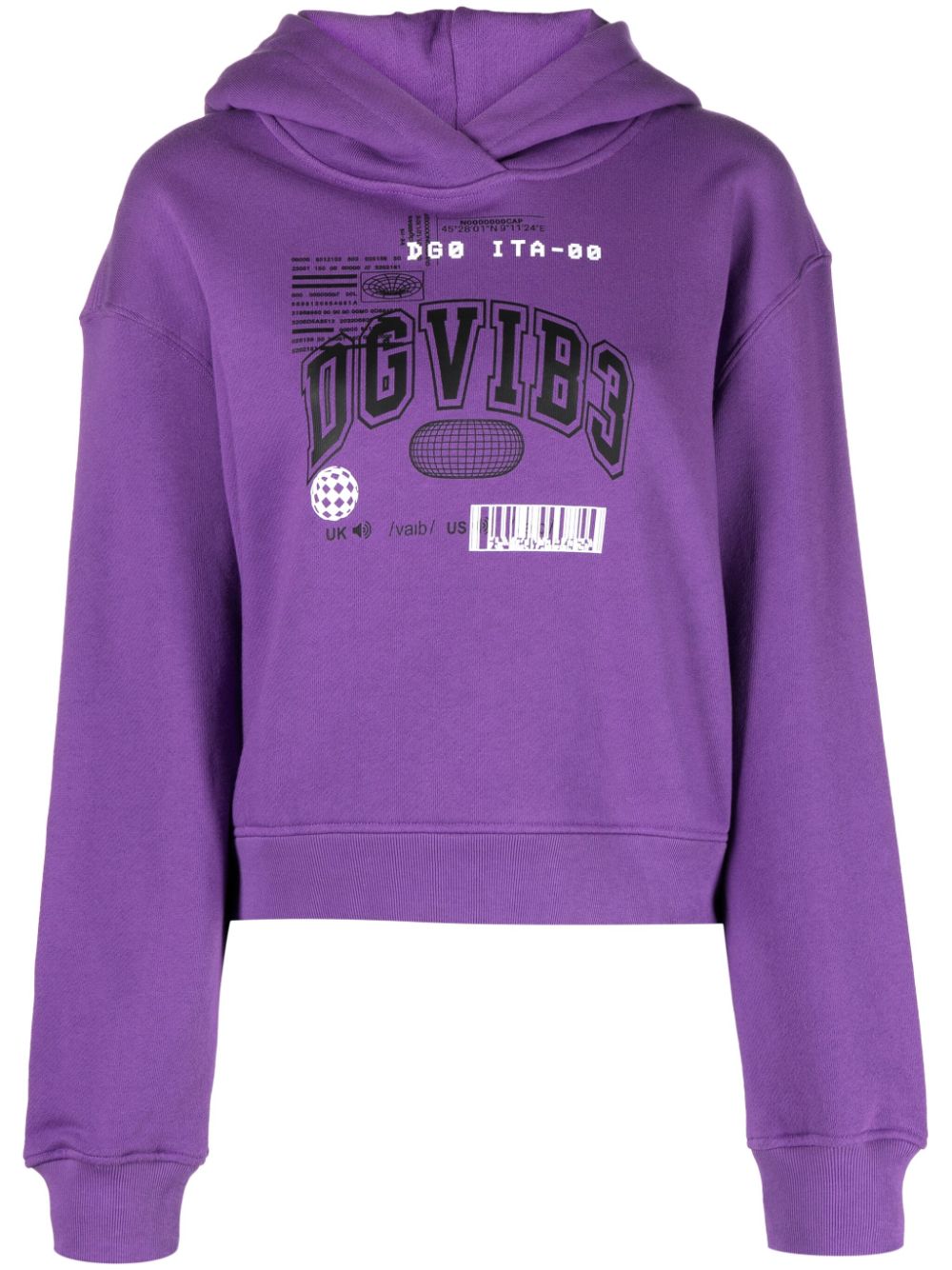 Graphic-print cotton hoodie - Purple