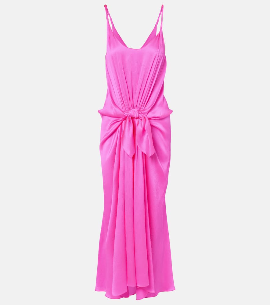 Gathered silk maxi dress